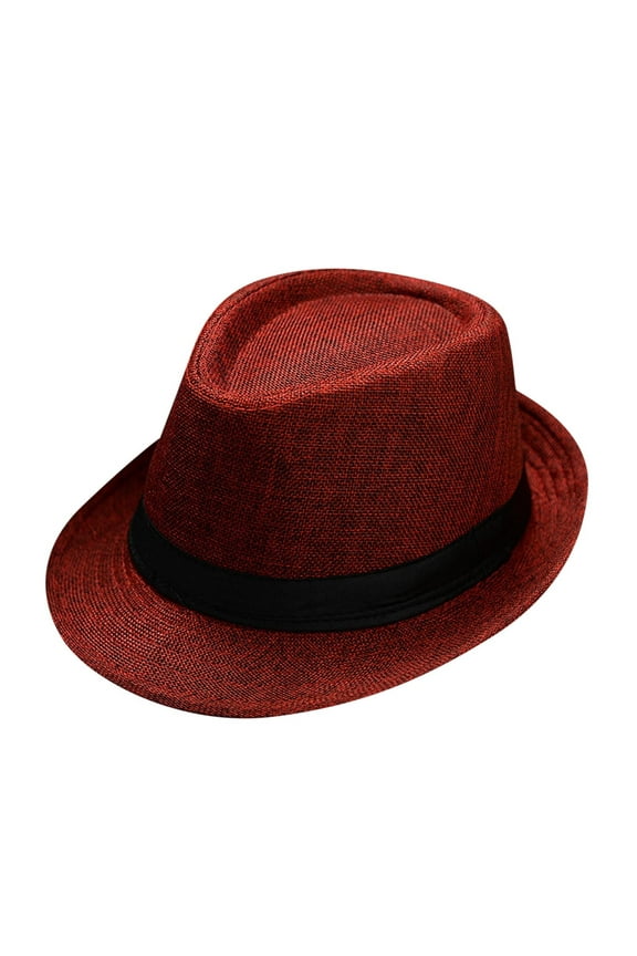 Unisex Classic Fedora Hat Mens Fedora Hats Panama Hat for Men Red One Size Clearance!