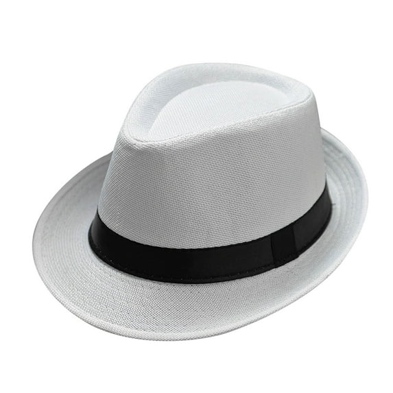 FADAACAI Unisex Classic Fedora Hat Mens Fedora Hats Panama Hat for Men White One Size Clearance!