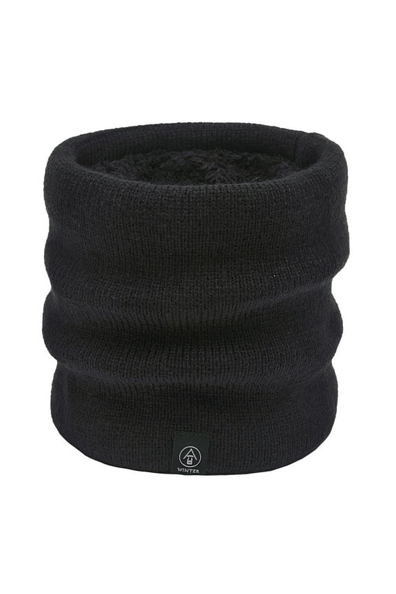 Unisex Solid Snood Neck Warmer Knitted Scarf Scarves Shawl Cowl Black One Size Clearance!