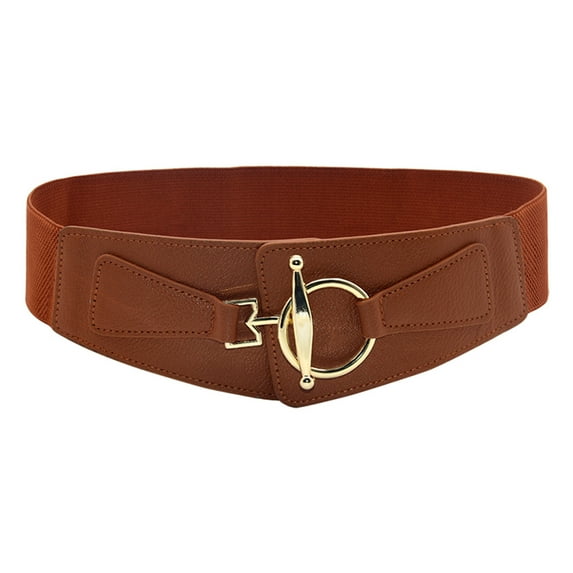 FADAACAI Wide Belts for Women Wide Belts for Women Dresses Chunky Belts for Women Womens Belts Women's Elastic Wide Belt Fashion Waist Waistband Buckle Wild Dress Belt Brown
