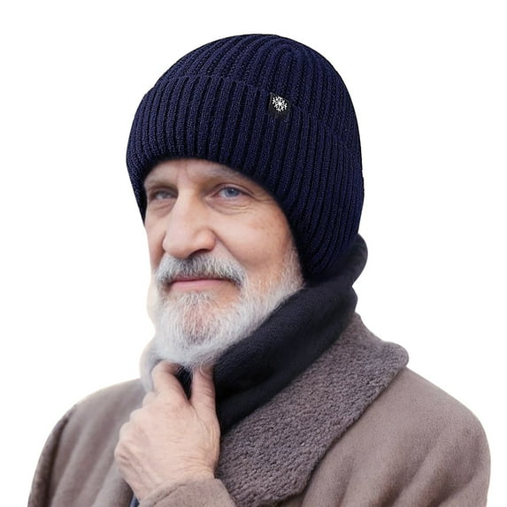 FADAACAI Winter Beanie for Men Women,Men Knitted Hat Women Earflap Winter Hats Mens Wool Cap Warm Cap with Ear Warmer,Fleece Lined Beanie,Warm Knit Hat Clearance!