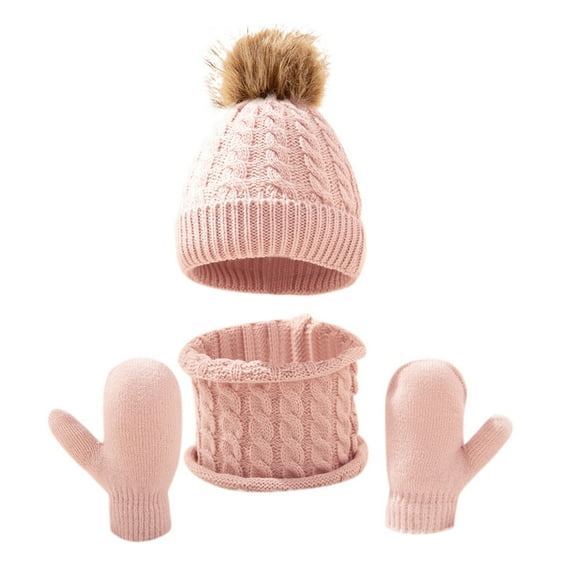 FADAACAI Winter Gloves Winter Kids Hat Scarf Glove Set Knit Lined Neck Warmer Mittens for Toddler Boys Girls Knitted Clamshell Gloves Gloves for Men Women Multi-color One Size Clearance!