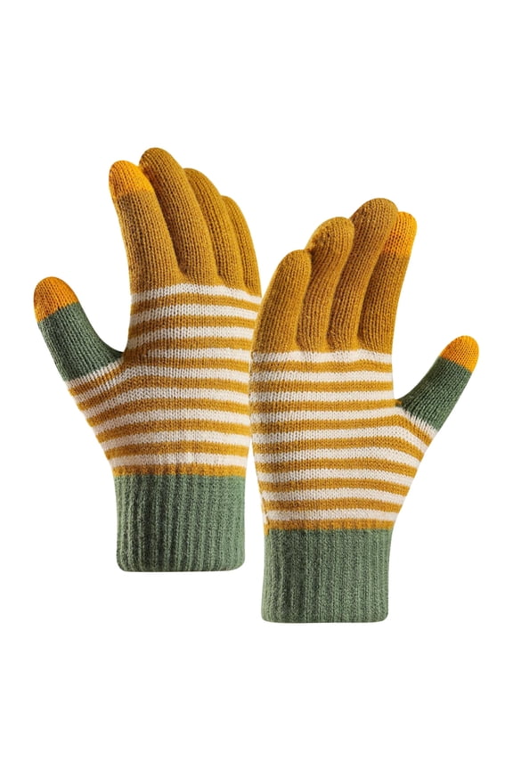 Winter Gloves Women Winter Screen Gloves Warm Knit Gloves Elastic Cuff Winter Texting Gloves Knitted Clamshell Gloves Gloves for Men Women Yellow One Size Clearance!