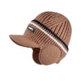 thumbnail image 1 of FADAACAI Baseball Cap Men Winter Hat Lined Cuff Knit Hats with Visor Warm Earflaps Ski Cap Men'S Hats & Caps Running Hat Brown One Size Clearance！, 1 of 4