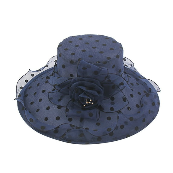 FADAACAI Women Hats Fashion Fancy Hats Church Hats for Women 2025 Elegant Hats for Women Fashionable Church Dress Hat For Women Black Fascinators Bridal Tea Wedding Hat Wide Brim Navy