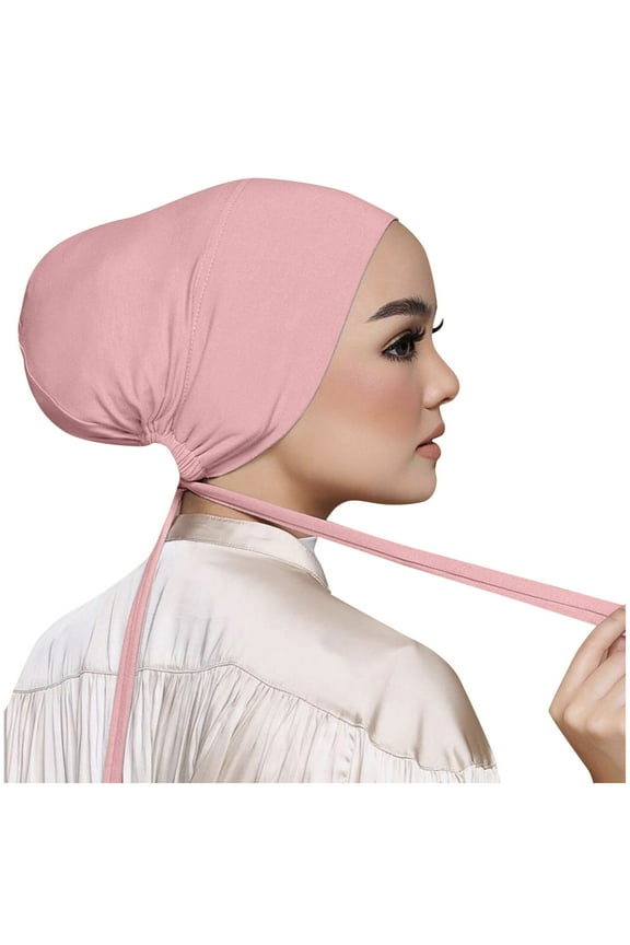Women Turban Caps Women Casual Solid Color Multicolor Elastic Bottom Muslim Hijab Turbans for Women Head Scarf for Women Pink One Size Clearance!
