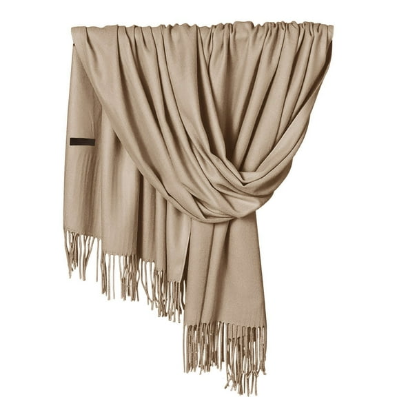 FADAACAI Women's Shawl Wraps Women Pashmina Scarf Soft Solid Plain Shawl Wrap Fashion Warm Neck with Fringes Ponchos for Women Wrap Sweater for Women Brown A Clearance！