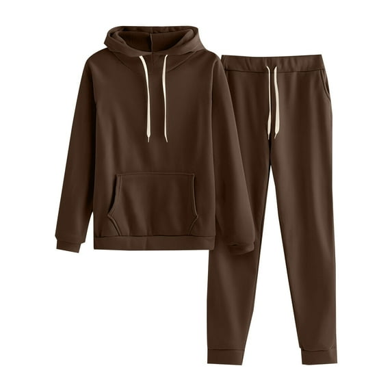 FADAACAI Women's Sweat Suits 2 Piece Set,Set For Women 2 Piece Tracksuit Sweatshirt and Jogging Sweatpants Suit,Joggers for Women 2 Piece Set,Two Piece Sets for Women Fall Brown XL Clearance!