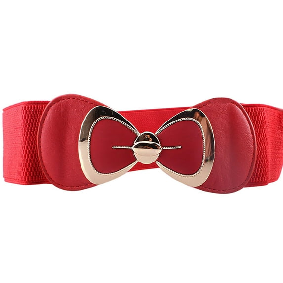 FADAACAI Womens Belts Wide Belts for Women Dresses Big Belts for Women Fashion Waist Belt Bowknot Waistband Waist Belt Fashion Women Wide Elastic Buckle Belt Red