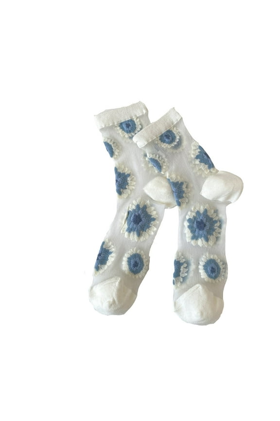 Womens Girls Socks Lace Mesh Crew Socks Transparent See Through Dress Sock Thin Nylon Summer Sock Socks for Women Sheer Ankle Socks Nylon Socks for Women White Clearance！