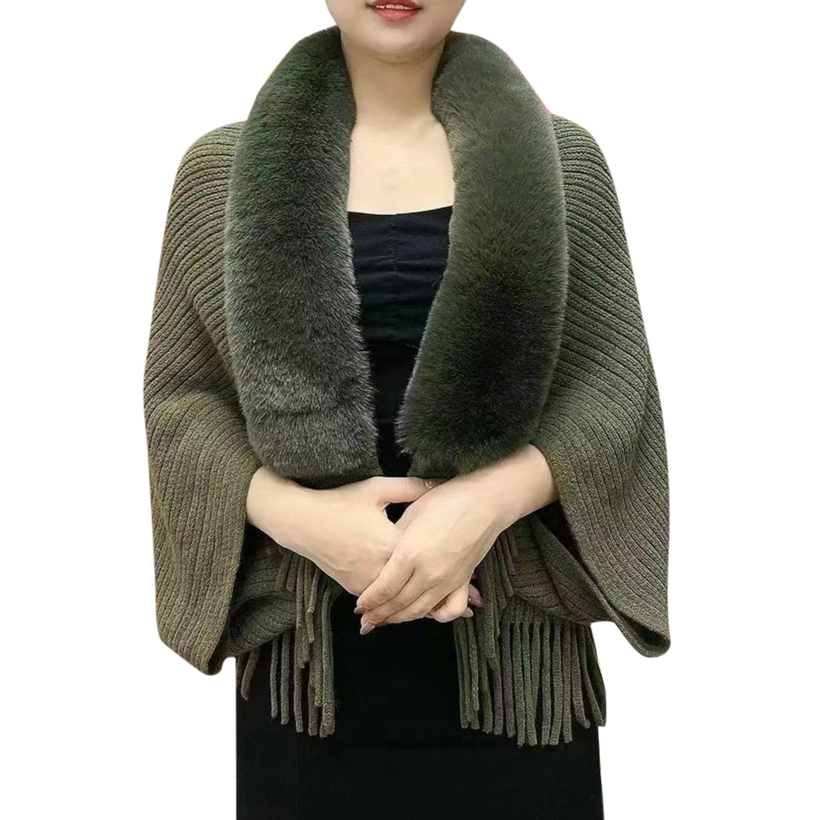 ladies knitted loose thickened shawl coat
