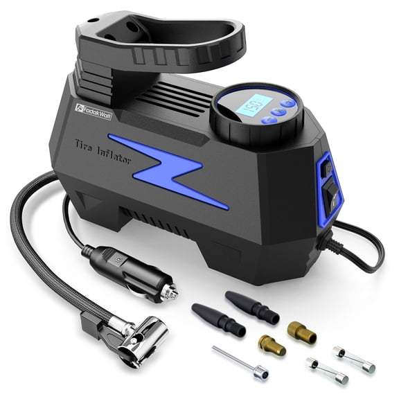 FADAKWALT Tire Inflator Portable Air Compressor, DC 12V Tire Air Pump with LED and 150PSI Digital Pressure Gauge, Portable Tire Inflator for Car Tires, Motorcycles, Bike, Ball (Blue)