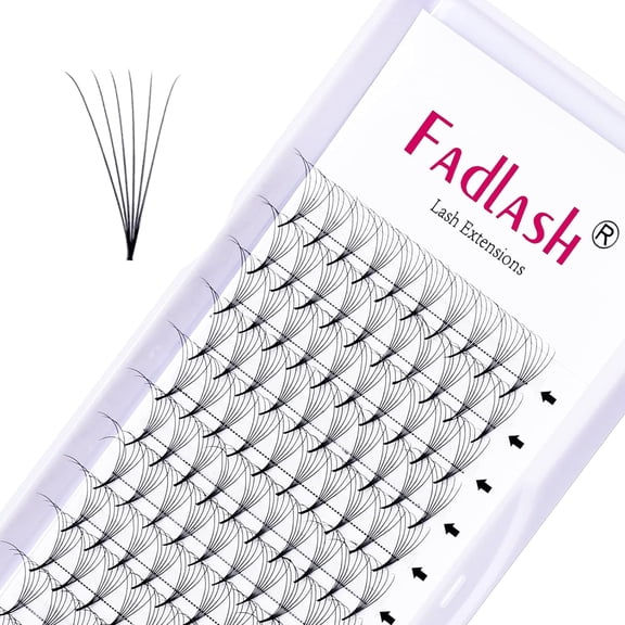 FADLASH Premade Fans Pointed Base 3D-12D Premade Volume Fan Lashes Middle Stem Pre Fanned Lash Extensions C/D Curl Eyelash Extension (8-14mm)