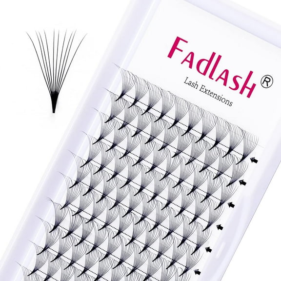 FADLASH Premade Fans Pointed Base 3D-12D Premade Volume Fan Lashes Middle Stem Pre Fanned Lash Extensions C/D Curl Eyelash Extension (8-14mm)