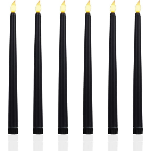 FAEFTY  6 Pcs Led Flameless Taper Candles Flickering Battery Operated 3D Electric Candles Lamp Black
