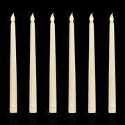 FAEFTY 6 Pcs Led Flameless Taper Candles Flickering Battery Operated 4D Electric Candles Lamp Beige
