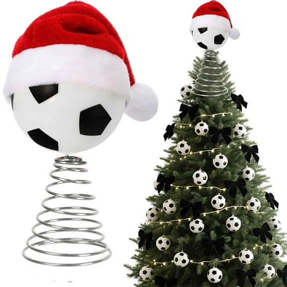 FAFA 2.4 Inch Ball Christmas Tree Topper Ornament Tree Top Decor, Home Xmas Party & Tabletop Display Gift for Men, Senior Fans, Players & Teams (soccer)