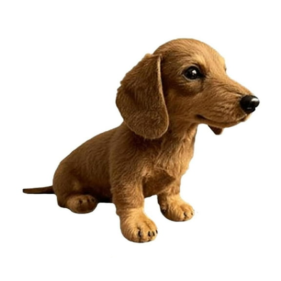 Yucurm Miniature Dog 8.6” Standing Dachshund, Realistic Lifelike Animal Pillow Home Decoration, Cotton&Wool (Dark Brown)