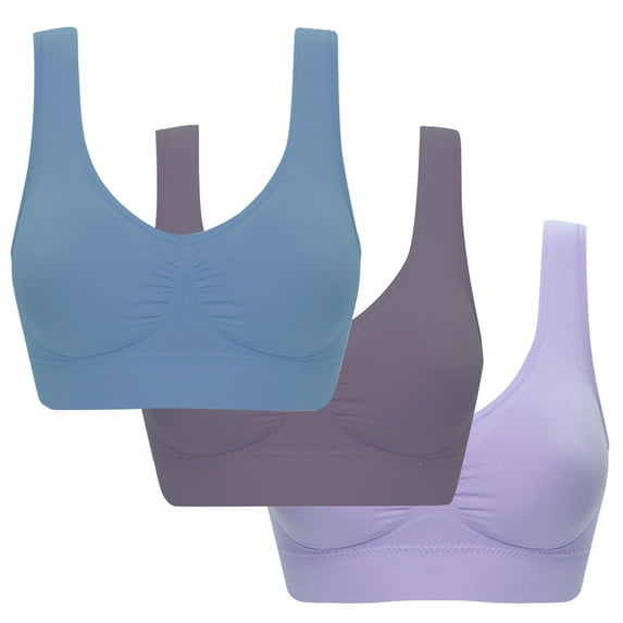 FAFWYP 3-Pack Plus Size Sports Bras for Women, Large Bust High Impact Sports Bras High Support No Underwire Fitness T-Shirt Paded Yoga Bras Comfort Full Coverage Everyday Sleeping Seamless Bralettes
