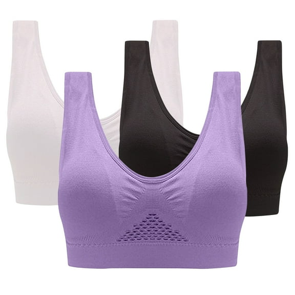 FAFWYP 3-Pack Plus Size Sports Bras for Women, Large Bust High Impact Sports Bras High Support No Underwire Fitness T-Shirt Paded Yoga Bras Comfort Full Coverage Everyday Sleeping Seamless Bralettes