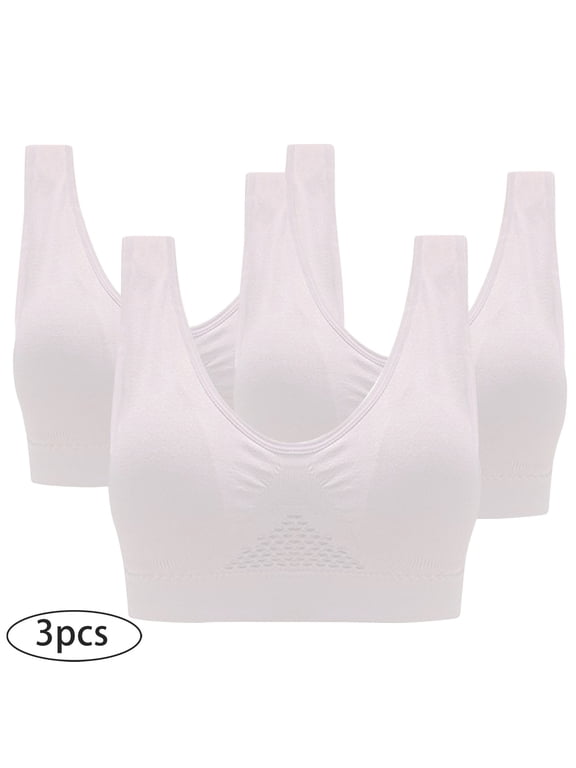 3-Pack Plus Size Sports Bras for Women, Large Bust High Impact Sports Bras High Support No Underwire Fitness T-Shirt Paded Yoga Bras Comfort Full Coverage Everyday Sleeping Seamless Bralettes