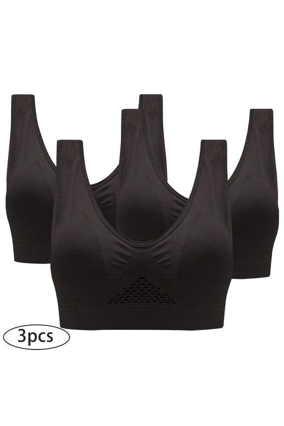 3-Pack Plus Size Sports Bras for Women, Large Bust High Impact Sports Bras High Support No Underwire Fitness T-Shirt Paded Yoga Bras Comfort Full Coverage Everyday Sleeping Seamless Bralettes