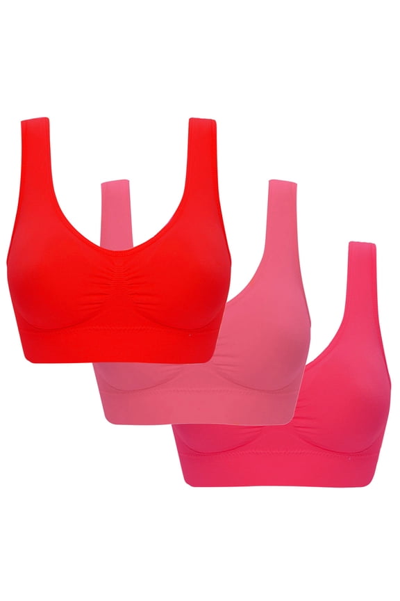 3-Pack Plus Size Sports Bras for Women, Large Bust High Impact Sports Bras High Support No Underwire Fitness T-Shirt Paded Yoga Bras Comfort Full Coverage Everyday Sleeping Seamless Bralettes