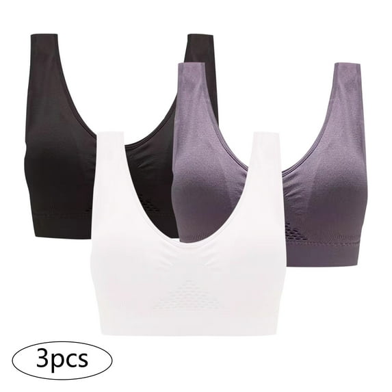 FAFWYP 3-Pack Plus Size Sports Bras for Women, Large Bust High Impact Sports Bras High Support No Underwire Fitness T-Shirt Paded Yoga Bras Comfort Full Coverage Everyday Sleeping Seamless Bralettes