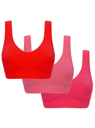 Pejock Everyday Bras for Women Ultimate Comfort Lift Wirefree Bra Sexy Bra  Without Steel Rings Medium Cup Large Size Breathable Gathered Underwear Bra  No Underwire Watermelon Red Cup Size 38/85AB 