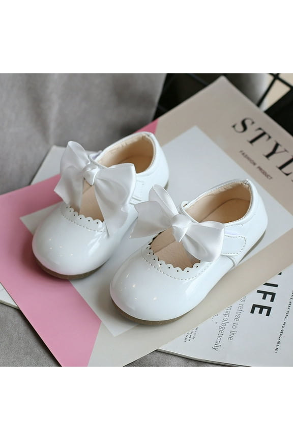 Baby Toddler Girls Butterfly Knot Leather Dress Shoes Kids Summer Flower Shoes Princess Ballet Flats Mary Jane Shoes for Wedding Party
