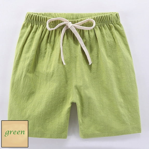 FAFWYP Boys Girls Linen Shorts Kids Toddler Summer Clothes Casual Wide Leg Pants Running Athletic Shorts with Drawstring 2-7T