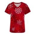 thumbnail image 1 of FAFWYP Christmas Scrubs for Women, Womens Xmas Holiday Nursing Shirts Blouse Workwear Summer Short Sleeve V Neck Loose Scrubs Tops Working Uniform with Pockets, 1 of 3