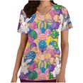 thumbnail image 1 of FAFWYP Easter Scrubs for Women, Cute Eggs Print Scrubs Tops Workwear Short Sleeve V Neck Nurse Tunic Shirts Working Uniform Blouses with Pockets, 1 of 4