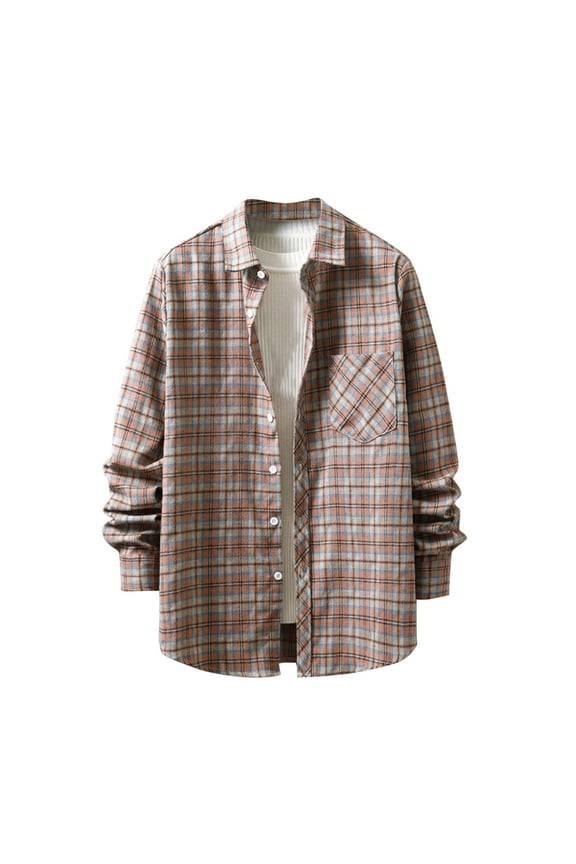 Flannel Shirt for Men, Casual Long Sleeve Plaid Flannel Shirts Regular Fit Button Down Brushed Cotton Flannel Shirts with Pockets