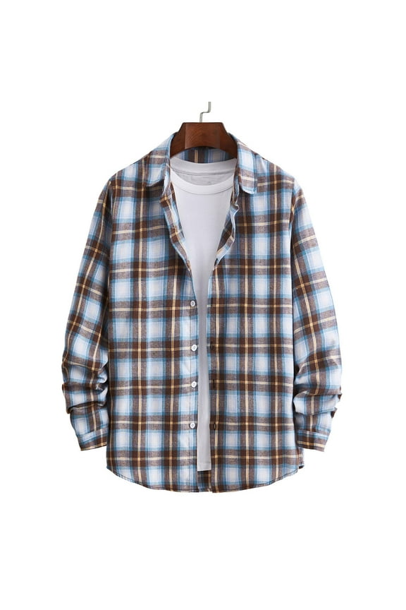 Flannel Shirt for Men, Casual Long Sleeve Plaid Flannel Shirts Regular Fit Button Down Brushed Cotton Flannel Shirts with Pockets
