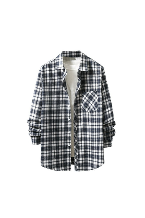Flannel Shirt for Men, Casual Long Sleeve Plaid Flannel Shirts Regular Fit Button Down Brushed Cotton Flannel Shirts with Pockets