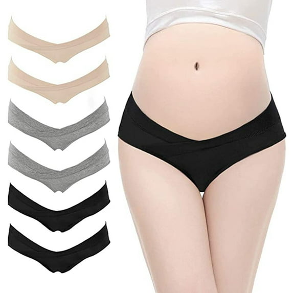 FAFWYP Maternity Underwear for Women Cotton Low Waist Pregnancy Postpartum Knickers Maternity Panties Ladies Soft Bump Briefs