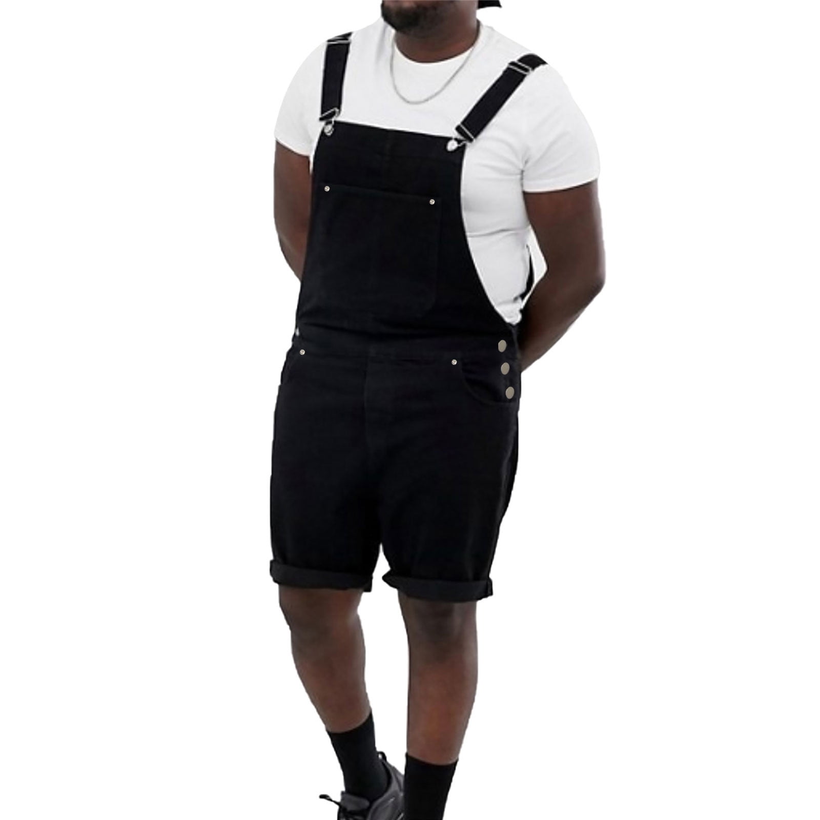 Mens plus size overall shorts deals