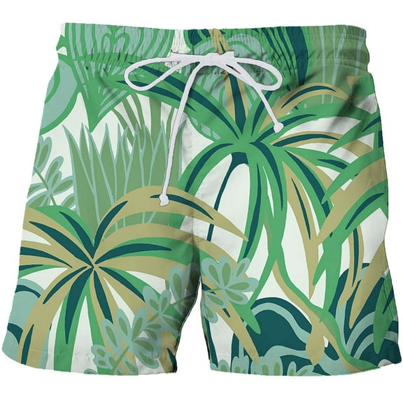 FAFWYP Men's 3D Hawaiian Print Beach Shorts Drawstring Print Swim Trunk Summer Casual Quick Drying Holiday Swim Short for Teen Boys