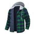 thumbnail image 1 of FAFWYP Men's Plus Size Flannel Shirt Jacket with Hood Quilted Lined Plaid Jacket, Long Sleeve Button Down Hooded Shirt Shacket Jacket Winter Thick Warm Coats Outerwear with Pockets, 1 of 5