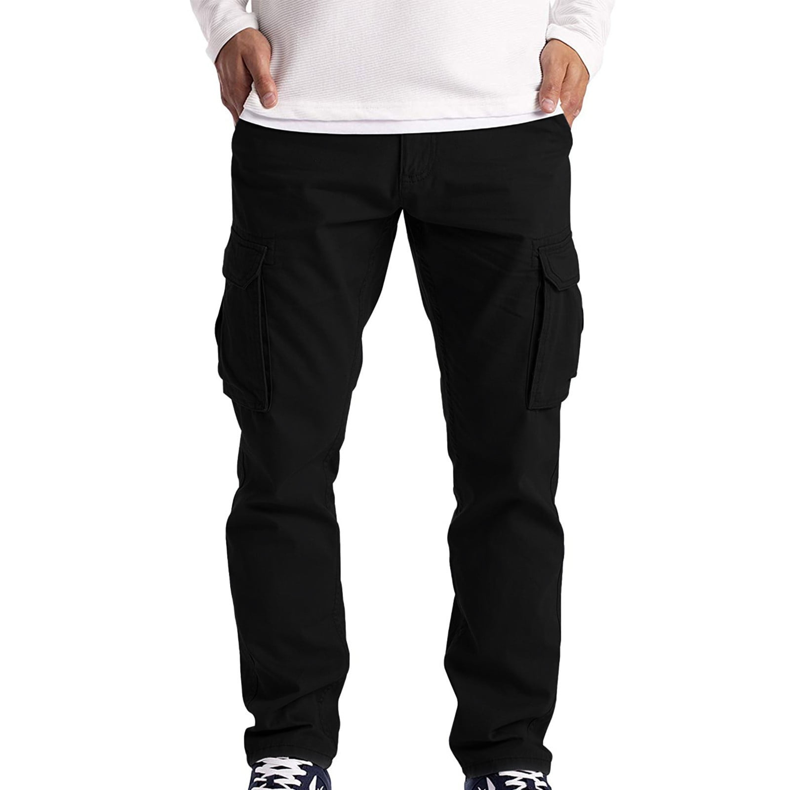 FAFWYP Men s Stretch Cargo Pants Slim Fit with 6 Pockets Work Wear Combat Safety Cargo Full Pants Elastic Waist Trousers for Military Police Outdoor