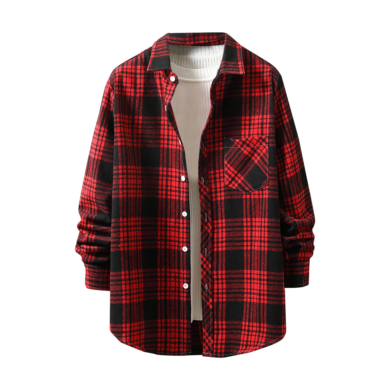 Casual Plaid Button Down Long Sleeve Hooded Shirt