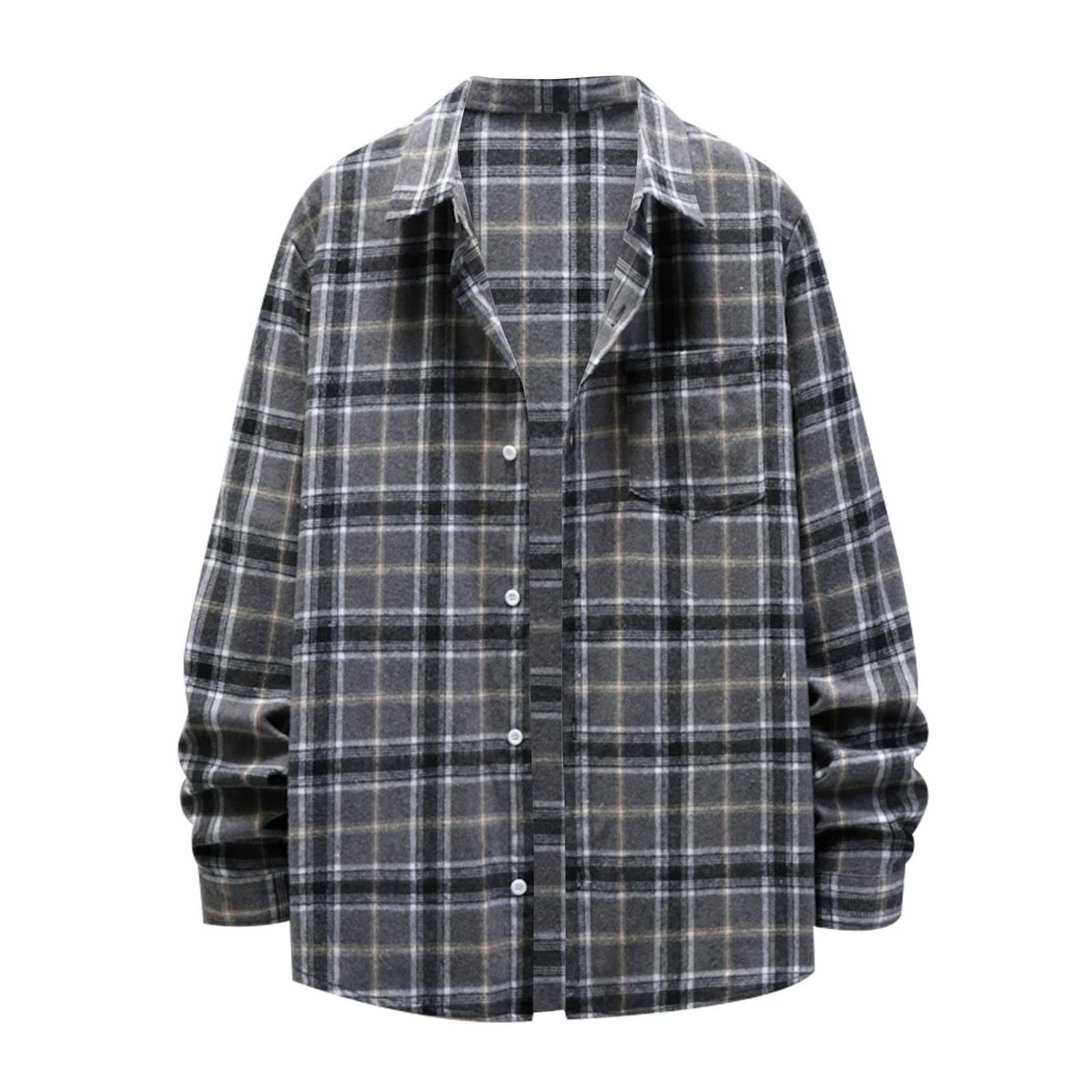 Plaid Flannel Long Sleeve Button Down Collard Shirt