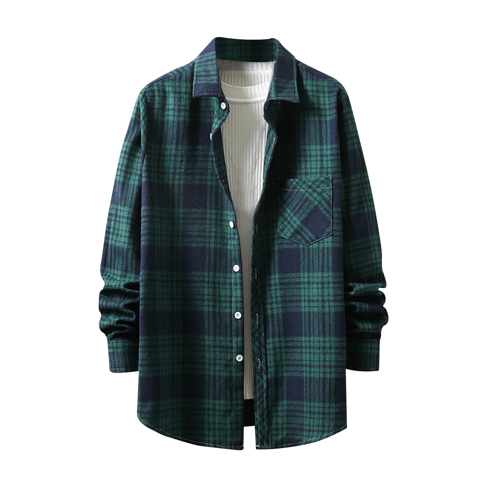 Plaid Button Down Long Shirt Jacket