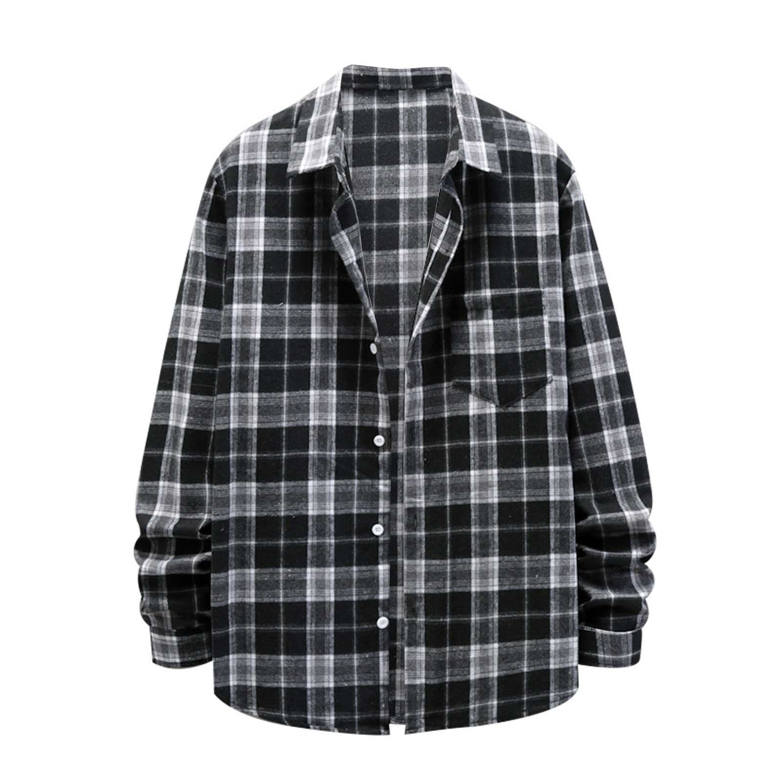 Men’s Grey Plaid Flannel Button Down w/ Power T main image 0