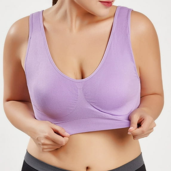 FAFWYP Plus Size Sports Bras for Women,Large Bust High Impact Sports Bras High Support No Underwire Fitness T-Shirt Paded Yoga Bras Comfort Full Coverage Everyday Sleeping Seamless Bralettes