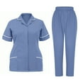 thumbnail image 1 of FAFWYP Scrubs Set for Women, Classic Short Sleeve V-Neck Pockets Scrubs Top Nurse Medical Uniforms & Jogger Scrub Pants 4-Way Stretch Workwear, 1 of 6