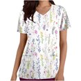 thumbnail image 1 of FAFWYP Scrubs for Women, Flower Print Scrubs Tops Summer Short Sleeve V Neck Nursing Workwear Working Uniform Blouses with Pockets, 1 of 4