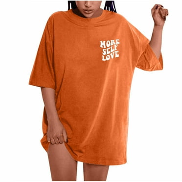 FAFWYP Women More Self Love Oversized T Shirts Plus Size Round Neck Slogan Graphic Drop Shoulder Short Sleeve Tops Summer Loose Pullover Tees
