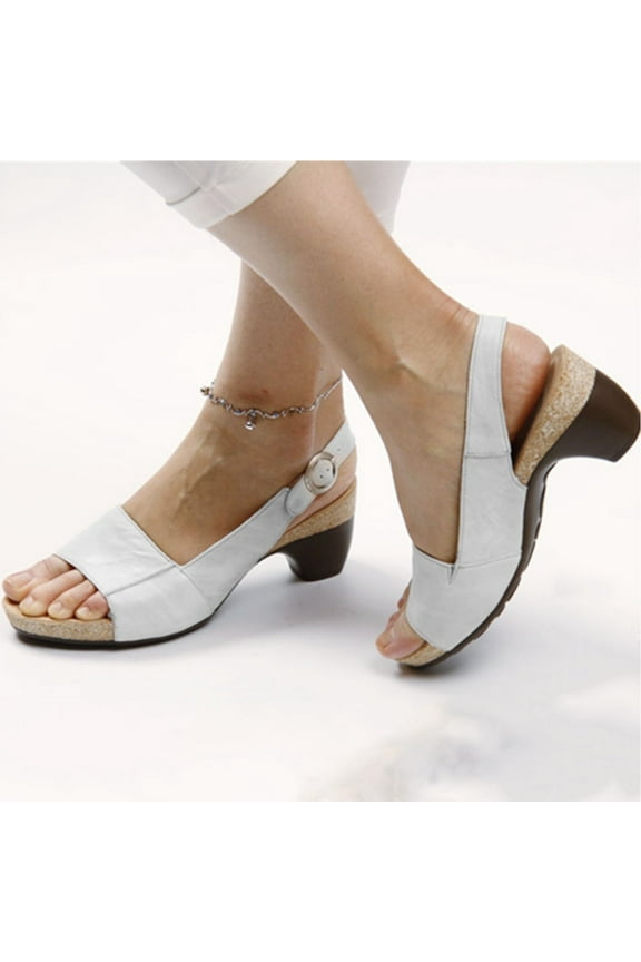 Women's Kitten Heel Open Toe Dress Pumps Summer Chunky Heels Wedge Sandals Casual Ankle Buckle Shoes for Wedding Party